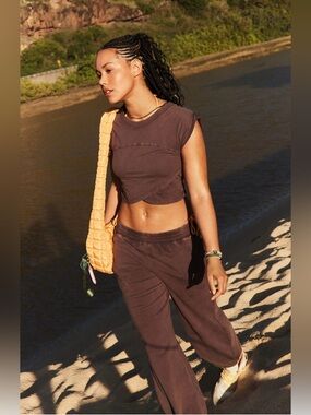 NWT Free People Movement L Crossover Set in Dark Espresso ☕️ Brown 2 Piece New